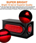 Heavy Duty Steel Trailer Light Box Housing Kit With 6 Inch Oval Red LED Taillights and 2 Inch Round Red Marker Lamps, focused view