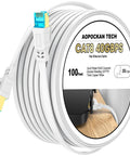 Cat 8 Ethernet Cable 100 Ft Heavy Duty Shielded SFTP Patch Cord For Gaming Router Modem Outdoor Indoor Weatherproof UV Resistant