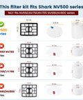Dimensions and compatibility of Shark Rotator Pro Lift Away NV500 Series Replacement Filter kit versus NV650 NV750 Series
