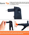 Close-up of Manual Pop Rivet Gun Kit With 4 Replaceable Nosepieces And 200 Rivets showing nosepiece installation and ergonomic handle.