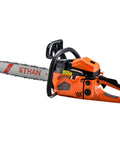 Beast 62cc Gas Powered Chainsaw With 20 Inch Bar For Tree Cutting And Firewood, 2 Cycle Gas Chain Saw, side angle view