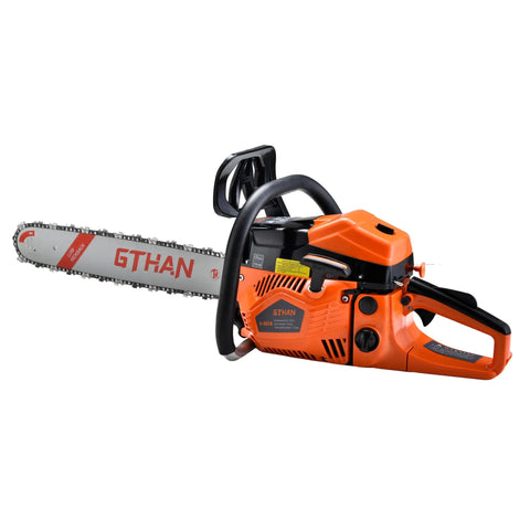 Beast 62cc Gas Powered Chainsaw With 20 Inch Bar For Tree Cutting And Firewood, 2 Cycle Gas Chain Saw, side angle view