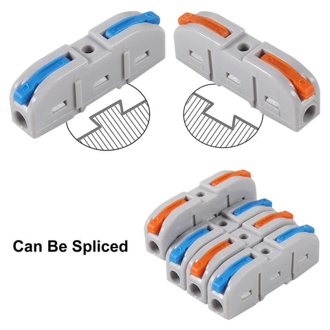 70 Piece Lever Wire Connector Kit For Quick Connect Splicing, Reusable Inline Terminals For 28 To 12 AWG Wires, gray connectors