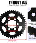 35 Chain Sprocket 40 Tooth Fits Baja DB30 Coleman CT100U CC100X CK100 TaoTao GK80 Motovox MBX10 MBX11 detailed dimensions
