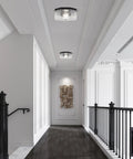 Hallway with modern ceiling lights in an elegant home interior