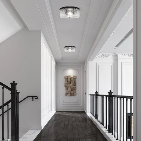 Hallway with modern ceiling lights in an elegant home interior
