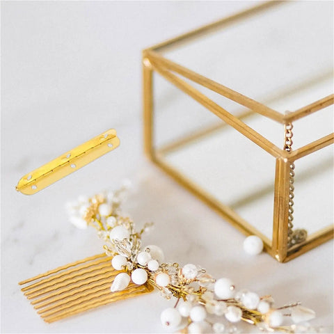 Heavy Duty Piano Hinges Set 10 Pcs Mini Size with gold jewelry box and decorative comb