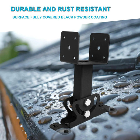 Three Piece Roof Riser Brackets Kit For Pergola And Gazebo Beefy Heavy Duty 3-1/2 Inch Saddle Mounts Black Powder Coated Stainless Steel Outdoor Wood Post Roof Brackets