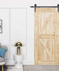 Heavy Duty Rock Solid Carbon Steel Barn Door Track System With Super Slick Matte Black Finish And No Fuss Mounting Hardware For Modern Single Door Spaces with wooden door in stylish indoor setting