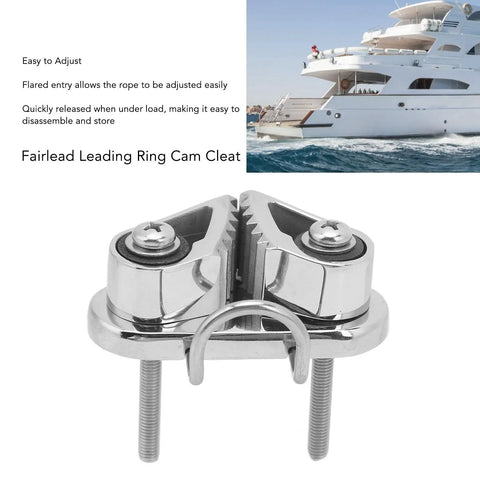 316 Stainless Steel Cam Cleat With Ring Fairlead For 3 To 12mm Rope, on yacht, securing lines for sailing, kayaking, canoeing.