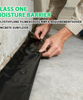 Heavy Duty Black Underlayment Roll With Adhesive Strip For Vinyl Laminate Engineered Wood Floors 6 Mil Thick 360 Square Foot Coverage Vapor Barrier applied over concrete subfloor.
