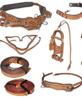 Heavy Duty Horse Leather Driving Harness Set For Single Cart With Padded Saddle And Breast Collar Breeching And Stainless Steel Hardware Black Built For Daily Training And Long Term Use