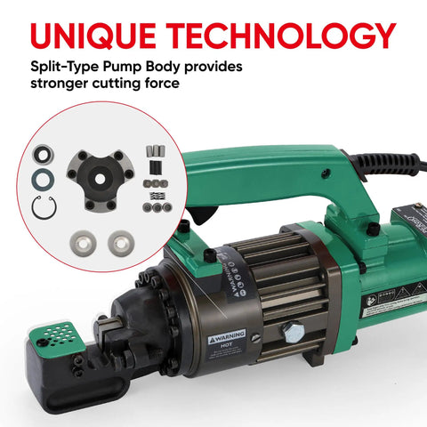 PeresQ 1000W Portable Electric Hydraulic Rebar Cutter, lightweight pump body for enhanced cutting force.