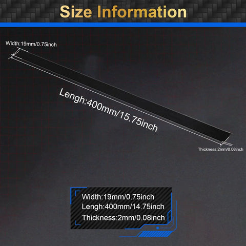 Carbon Fiber Strip Bar 0.5mm Wide By 3mm Thick By 400mm Long Pultruded Flat Carbon Fiber dimensions