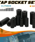 Magnetic Tap Socket Kit With 11 Pieces 1/4 And 3/8 Drive Fits 1/2 And 1/8 NPT Taps And 12mm Metric Taps Set
