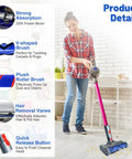 Cordless Vacuum Head Attachment For V7 To V15, Hassle-Free Anti-Tangle Motorhead With LED Light, product details overview