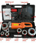 Heavy Duty Electric Pipe Threader And Threading Machine Featuring 2300W Pure Copper Motor, accessories in hard case for fast pipe cutting.