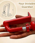 Hand holding red Portable Door Stopper For Inward Swinging Doors No Drill Installation Grab And Go Travel Security Brace 202g