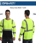 Kickass High Visibility Class 3 Hi Vis Safety Shirt With Reflective Strips And Pocket Long Sleeve quick dry mesh in lime and black