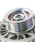 Close-up of 6-groove pulley on 110 Amp 12V CW Alternator Replacement For Infiniti G35 Coupe 2003-2004, G35 2005-2006, FX35 2003-2008.