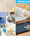 5 In 1 Bottle Cleaning Brush Set With Replaceable Heads And Straw Cleaners used on bottles, glasses, keyboards, and tumblers.