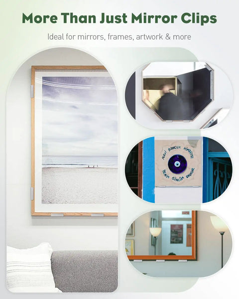 12 Pack Metal Mirror Clips For Wall Mounting Easy No Fuss Install Mirror Hanging Kit For One Quarter Inch Mirrors frameless mirror on wall