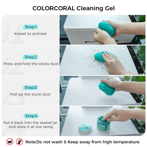 Steps using Two Pack Car Cleaning Gel Universal Dust Cleaner For Car Vents, Keyboards, Cameras, Printers, Phones And Electronics Cleanup