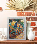 Fresh Bangladesh Rickshaw Canvas Wall Art Bringing Bold Bengali Street Vibes And Crispy Color Pop To Any Space, framed on a shelf.