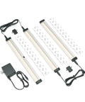 Wave On Wave Off Hands Free Under Cabinet LED Lighting Kit, Dimmable 3 Pack 12 Inch, Black Touchless Dimming Control with warm white light.