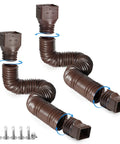 Two Pack Flexible Downspout Extenders For Rain Gutters Extendable From 21 To 68 Inches Durable No Brainer Install For Rainwater Gutter System Easy Setup And Weather Resistant with adapters and screws