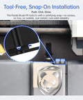 Panda Brush PX Nozzle Cleaning Kit installation in Bambu-Lab P1P 3D printer, showing snap-on feature with close-up detail.