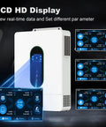 Total Showstopper 12000W Solar Hybrid Inverter With 48V Split Phase And Dual MPPT Controller LCD HD display showing data settings.