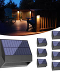 Lit Solar Fence Lights LED Outdoor Wall Lights IP65 Waterproof Eight Pack With Dual Color Modes Warm And Cool Light