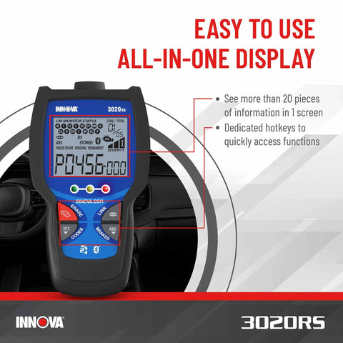 No Hassle OBD2 Code Reader And ABS Scan Tool With Fix And Part Recommendations showcasing all-in-one display screen