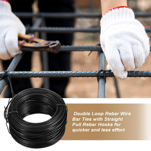 10 Roll 16 Gauge Rebar Tie Wire Kit With Galvanized Anti Rust Baling Wire 984 Feet Total shown with hands tying rebar