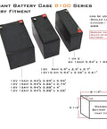 Knockout Waterproof Kayak Battery Box For Securely Housing 12V And Ah Batteries, showing various fitment sizes and configurations.