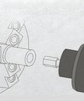 Diagram of Rotary Broach Tool Holder 3/4 Inch Shank For 1/2 Inch Broaches Pro Grade Lathe Accessory with hexagonal broach detail.