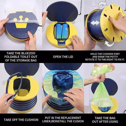 Hassle Free Foldable Toddler Potty Seat With Extra Liners And Carry Tote Ultra Slim Travel Toilet For Kids Total Road Trip Game Changer And Seamless Emergency Potty Training Anywhere