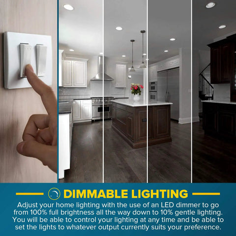 Image showing dimmable lighting with Six Pack BR40 LED Flood Light Bulbs 13W Equal 85W 3500K Natural White 1400 Lumens Dimmable Enclosed Fixture Rated Damp Rated UL Listed E26 Base Perfect for Recessed Cans Indoors Or Outdoors.
