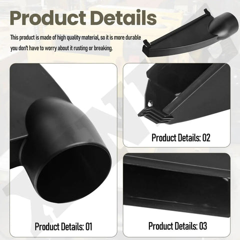 Top Shelf Replacement Planer Dust Hood Fits DeWalt Dw734 Type 1 showing black plastic structure and attachment points.
