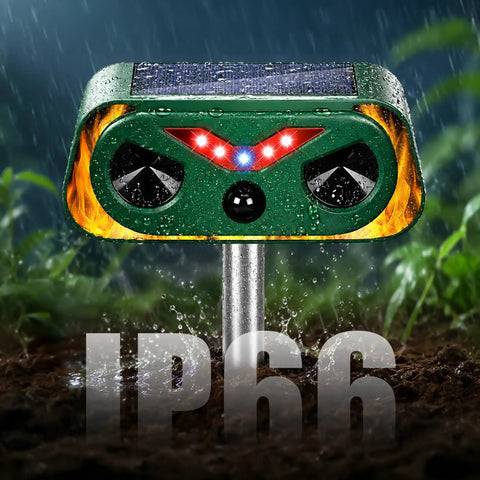 4 Pack Solar Powered Ultrasonic Animal Repeller Outdoor Waterproof Pest Deterrent For Deer Cats Dogs Squirrels Raccoons Rabbits With Motion Sensor And Flashing Light For Yard Garden Lawn Farm mounted in wet soil
