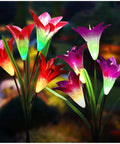 Outdoor Solar Lily Lights Upgraded Multi Color Changing Flower Garden Lights For Patio And Yard, Bigger Lily Flower