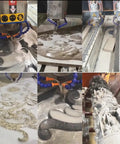Top Shelf 5.5KW Water Cooled Cnc Spindle Motor 380V 24000Rpm Er25 Chuck shaping intricate stone designs on CNC router.