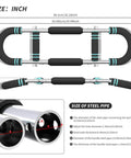 Twister Arm Trainer Pro For Men dimensions and steel pipe size details, showing adjustable exerciser design