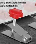 Heavy Duty Tile Lifter With Adjustable Arm Jack And Triangular Load Bearing Base Plus Hassle Free Fine Tune Knobs for adjusting tiles.