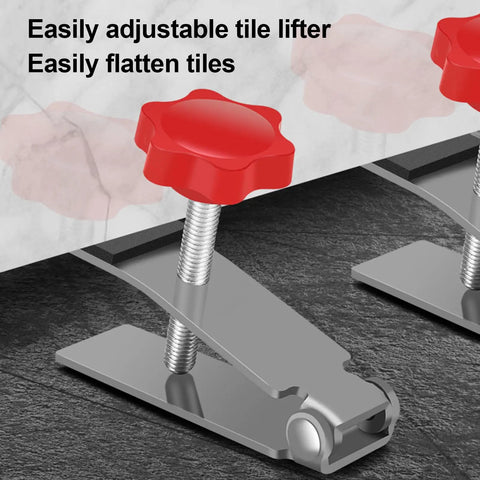 Heavy Duty Tile Lifter With Adjustable Arm Jack And Triangular Load Bearing Base Plus Hassle Free Fine Tune Knobs for adjusting tiles.