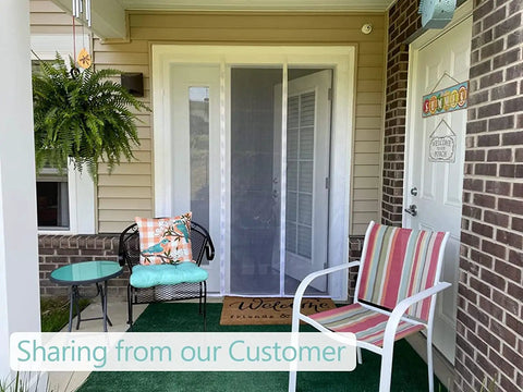 Upgraded Reinforced Magnetic Screen Door For Sliding Doors Fits 72x80 Inches Double Door Screen Curtain with porch view