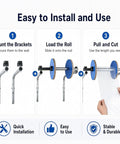 Installation guide for Pro Level Commercial Wall Mounted Foam Wrap Roll Dispenser For Heavy Shipping Packing And Moving With Ridiculously Strong Galvanized Steel Film Rack.