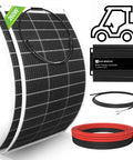 2x130W Flexible Golf Cart Solar Panels With MPPT Boost Controller, 260W Total, cables and controller shown