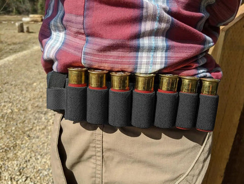 Ten Pack Seven Round Side Saddle Shell Carrier for 12 and 20 Gauge Shotguns worn on waist holding cartridges.